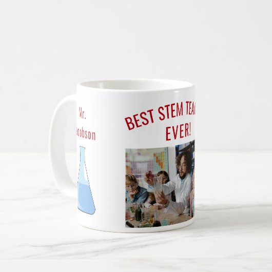 Bester STEM Lehrer je, Name, Foto, Wertschätzung Kaffeetasse (Vorderseite Links)