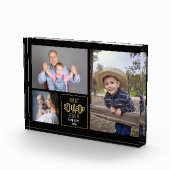 Bester Step-Vater je 3 Foto Collage Black and Gold (Rechts)