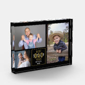 Bester Step-Vater je 3 Foto Collage Black and Gold (Links)