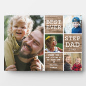 Bester Step-Vater je 4 Foto Collage Rustikales Hol Fotoplatte (Vorderseite)