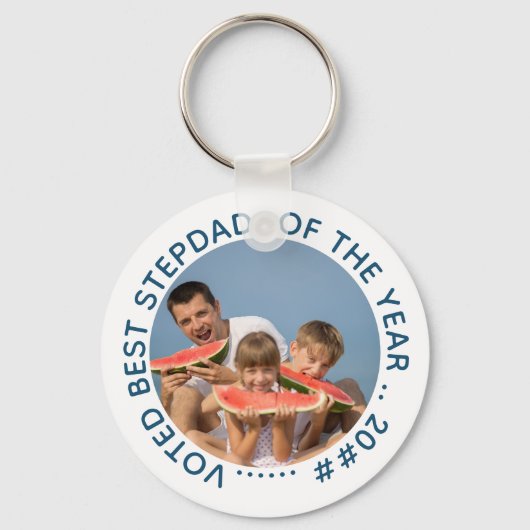 Bester Stepdad des Jahres | Runder Foto Schlüsselanhänger (Vorderseite)
