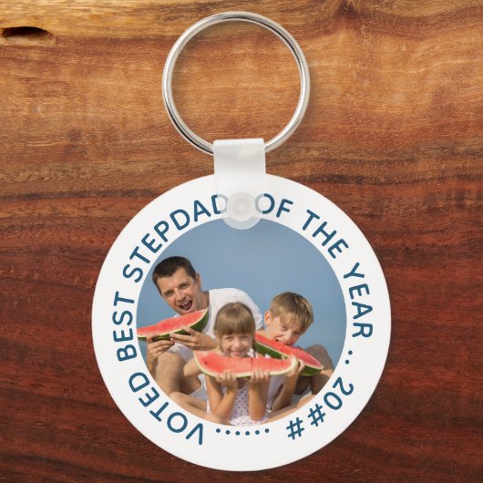 Bester Stepdad des Jahres | Runder Foto Schlüsselanhänger (Vorderseite)