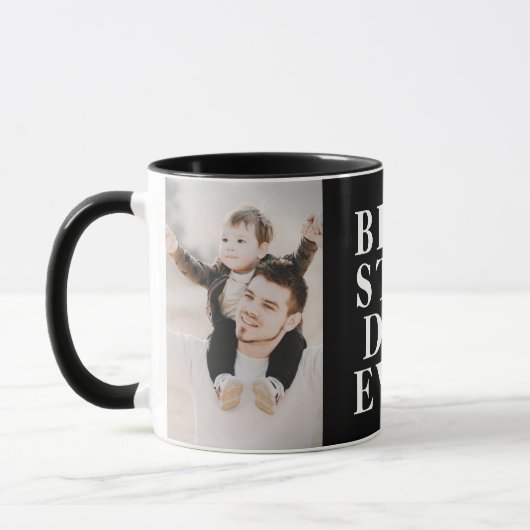 Bester Stepdad je 2 Foto Collage Schwarz Tasse (Links)