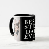 Bester Stepdad je 2 Foto Collage Schwarz Tasse (Vorderseite Links)