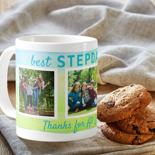 Bester Stepdad je 3 Foto Pinselstrich Kaffeetasse