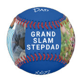 Bester Stepdad je Personalisiertes Foto Blue Baseb Baseball (Vorderseite)