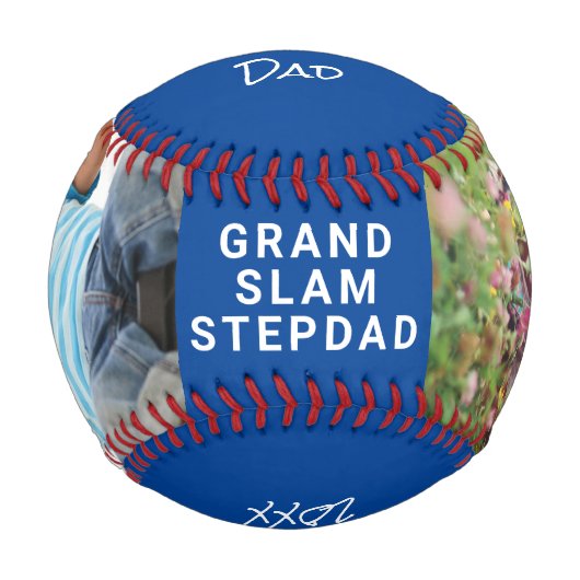 Bester Stepdad je Personalisiertes Foto Blue Baseb Baseball (Vorderseite)