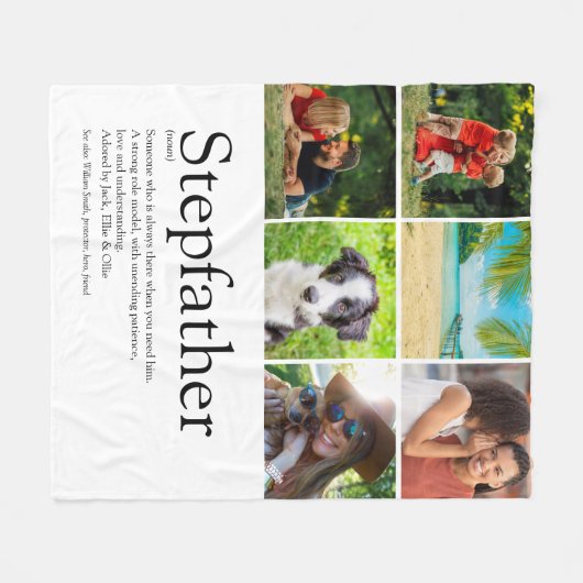 Bester Stepfather, Stepdad Definition 6 Foto Spaß Fleecedecke (Vorderseite (Horizontal))