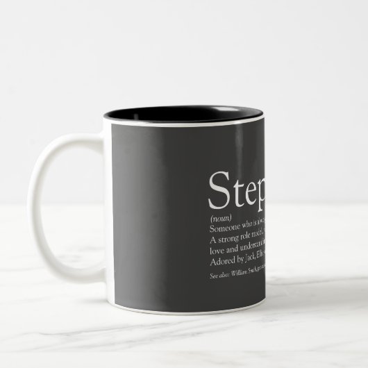 Bester Stepfather, Stepdad Definition Spaß grau Zweifarbige Tasse (Links)