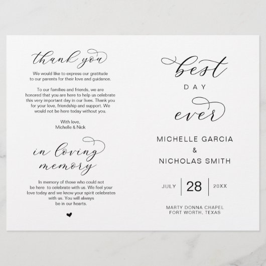 Bester Tag für Tag, faltbare Hochzeitsprogramme (Vorderseite)