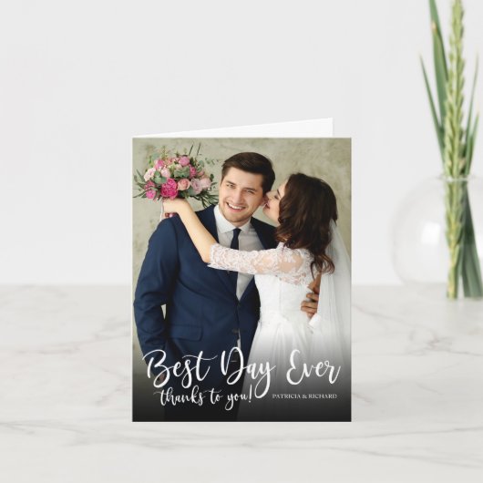 Bester Tag je Elegante Hochzeit Danke Foto (Vorderseite)