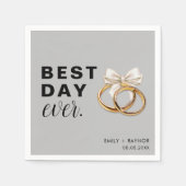 Bester Tag je Grau Hochzeit Napkins Serviette (Vorderseite)