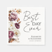 Bester Tag je | Herbsthochzeit in Burgund Serviette (Vorderseite)