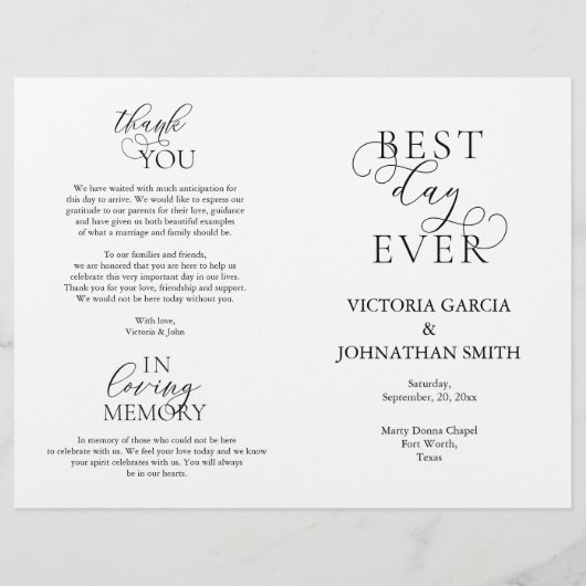 Bester Tag je, Hochzeitsfeier umkehrbar (Vorderseite)