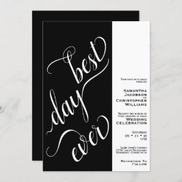 Bester Tag je Minimal 2 Pane Black Wedding Einladung