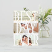 Bester Tag je Moderne Hochzeit Vielen Dank Ankündigung (Stehend Vorderseite)