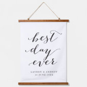 Bester Tag je Personalisierte Hochzeitsgeschenke Wandteppich Mit Holzrahmen (Vorderseite)