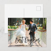 Bester Tag überhaupt Brush Script Hochzeits-Dankes Postkarte (Vorne/Hinten)