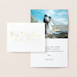 Bester Tag überhaupt Chic Hochzeit Danke Foto Folienkarte