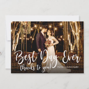Bester Tag überhaupt Elegante Foto-Hochzeit Danke Karte