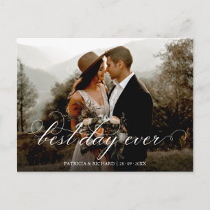 Bester Tag überhaupt Elegante Hochzeit Danke Foto Postkarte