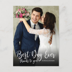 Bester Tag überhaupt Elegante Hochzeit Danke Foto Postkarte