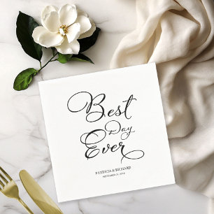 Bester Tag überhaupt - Elegante schwarze Schrift H Serviette