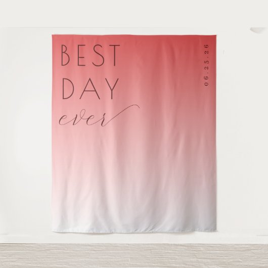 Bester Tag überhaupt Fröhlicher Rosa Gradient Mini Wandteppich (Vorderseite)