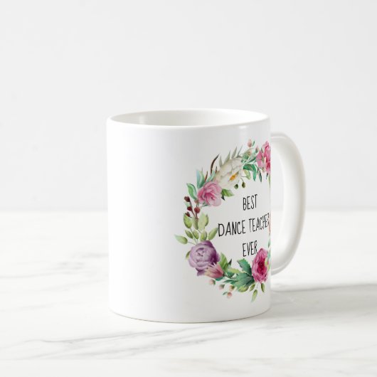 Bester Tanzlehrer je Blumenschatz Danke Kaffeetasse (VorderseiteRechts)
