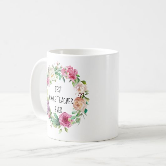 Bester Tanzlehrer je Blumenschatz Danke Kaffeetasse (Vorderseite Links)