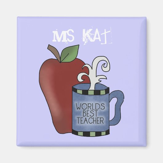 Bester Teacher Apfelkaffee-Cup-Kühlschrankmagnet Magnet (Vorne)