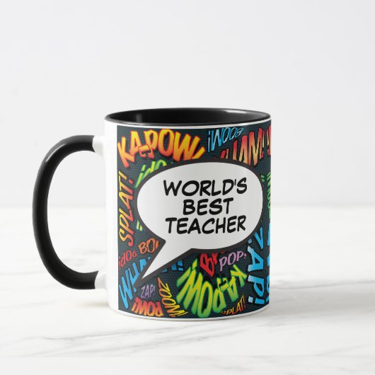 Bester Teacher Fun Retro Comic Buch Pop Kunst Tasse (Links)