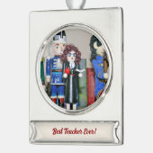 Bester Teacher Nutcracker Banner-Ornament Silber (Links)