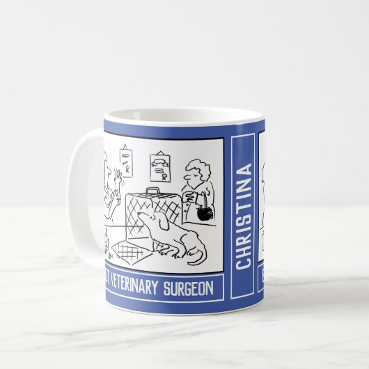 Bester Tierchirurg Cartoon mit Name Choice. Kaffeetasse (Vorderseite Links)