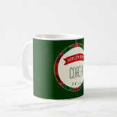 Bester Trainer-Feiertags-karierte Kaffeetasse (Vorderseite Links)