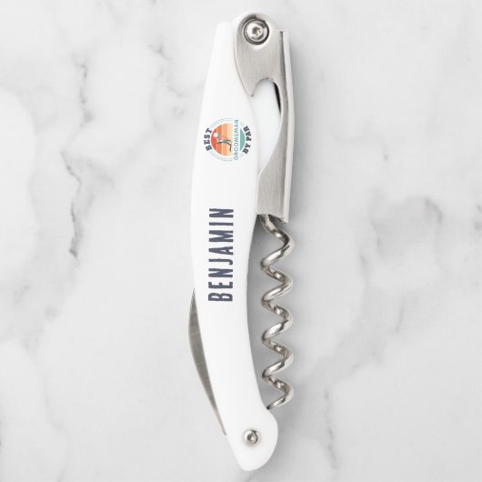 Bester Trauzeuge nach Par Custom Retro Hochzeit Kellnermesser (Rückseite)