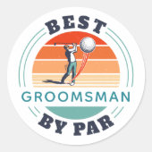 Bester Trauzeuge nach Par Custom Retro Hochzeit Runder Aufkleber (Vorderseite)