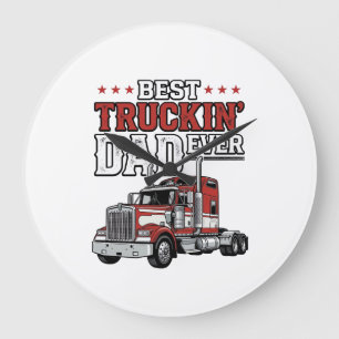 Bester Trucker-Vater aller Zeiten Vintage-Truck-Sh Große Wanduhr