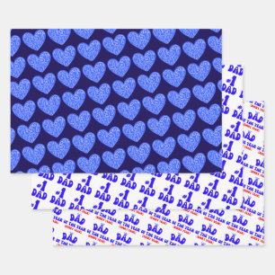 Bester Vater #1 Vater des Jahres Blauer Herz Vater Geschenkpapier Set