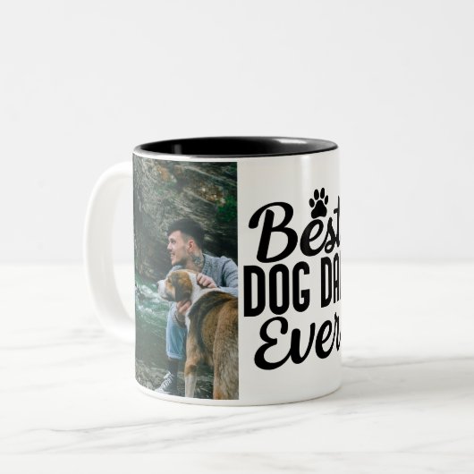 Bester Vater 2 Foto doppelseitig Zweifarbige Tasse (Vorderseite Links)