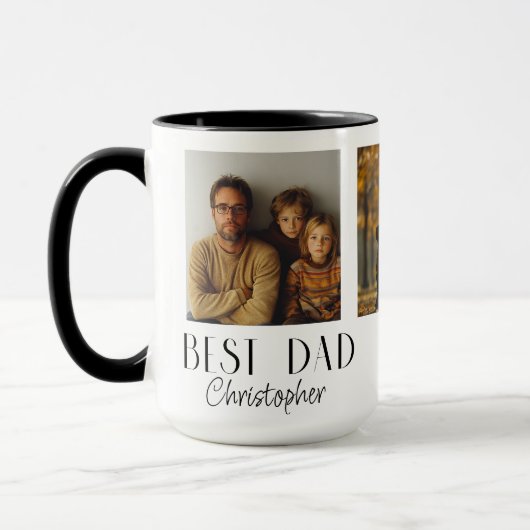 Bester Vater 3 Foto Collage Individuelle Name Tass Tasse (Links)