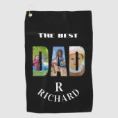 Bester Vater 3 Fotos Monogramm Name   Golfhandtuch (Vorderseite)