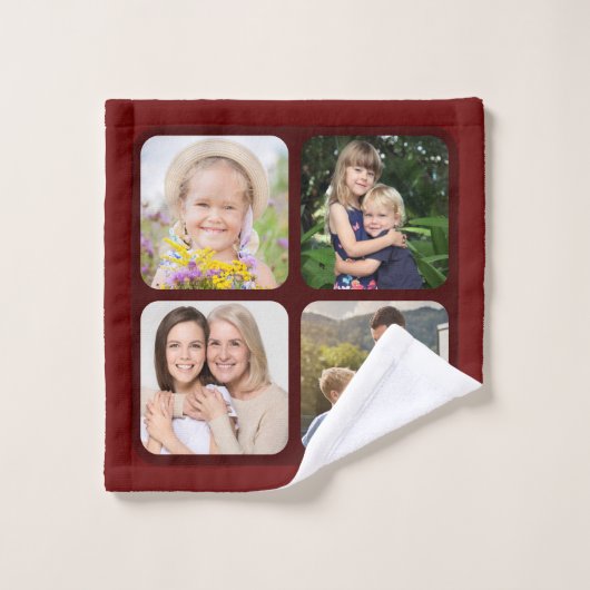 Bester Vater 4 FotoCollage Familienvater Badhandtuch Set (Waschlappen)