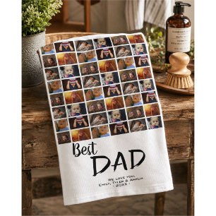 Bester Vater 6 Foto-Collage Familienfoto-Muster Handtuch