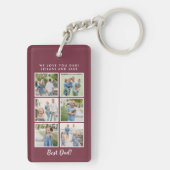 Bester Vater! 6 FotoCollage Modernes Burgund Schlüsselanhänger (Rückseite)