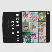 Bester Vater 9 Fotocollage Name Golfhandtuch (Horizontal)