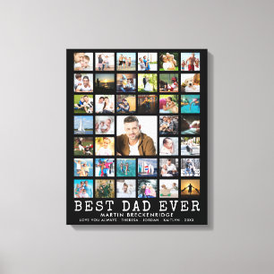 BESTER VATER ALLE ZEITEN Moderne Fotocollage Name Leinwanddruck