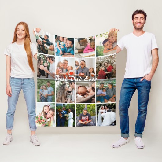 Bester Vater Aller Zeiten 16 Foto-Collage Personal Fleecedecke (Beispiel)