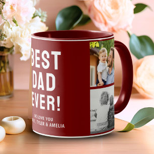 Bester Vater Aller Zeiten 4 Foto-Collage Rot Tasse