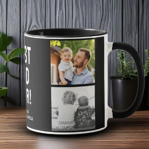 Bester Vater Aller Zeiten 4 Foto-Collage Schwarz Tasse